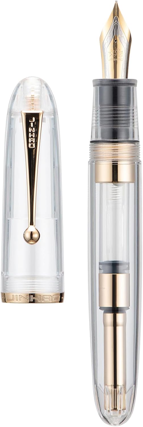 Jinhao 9019 DaDao Series – Pluma estilográfica, tamaño 8, punta fina con convertidor de tinta grande recargable, diseño acrílico transparente y