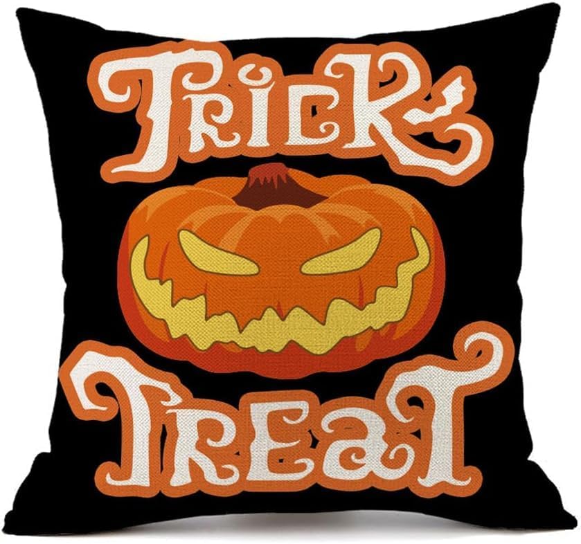 Juego de 4 fundas de almohada decorativas de Halloween de 18 x 18 pulgadas, decoración de Halloween para interiores y exteriores, fundas de almohada