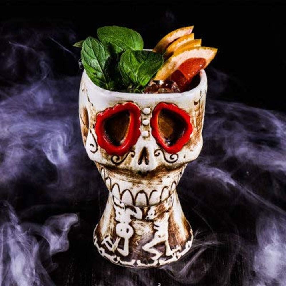 Tazas de cóctel Tiki (480 ml15.2 onzas), taza Tiki de cerámica para copas de cóctel exóticas, Tiki Bar profesional hawaiano fiesta barware  Gran