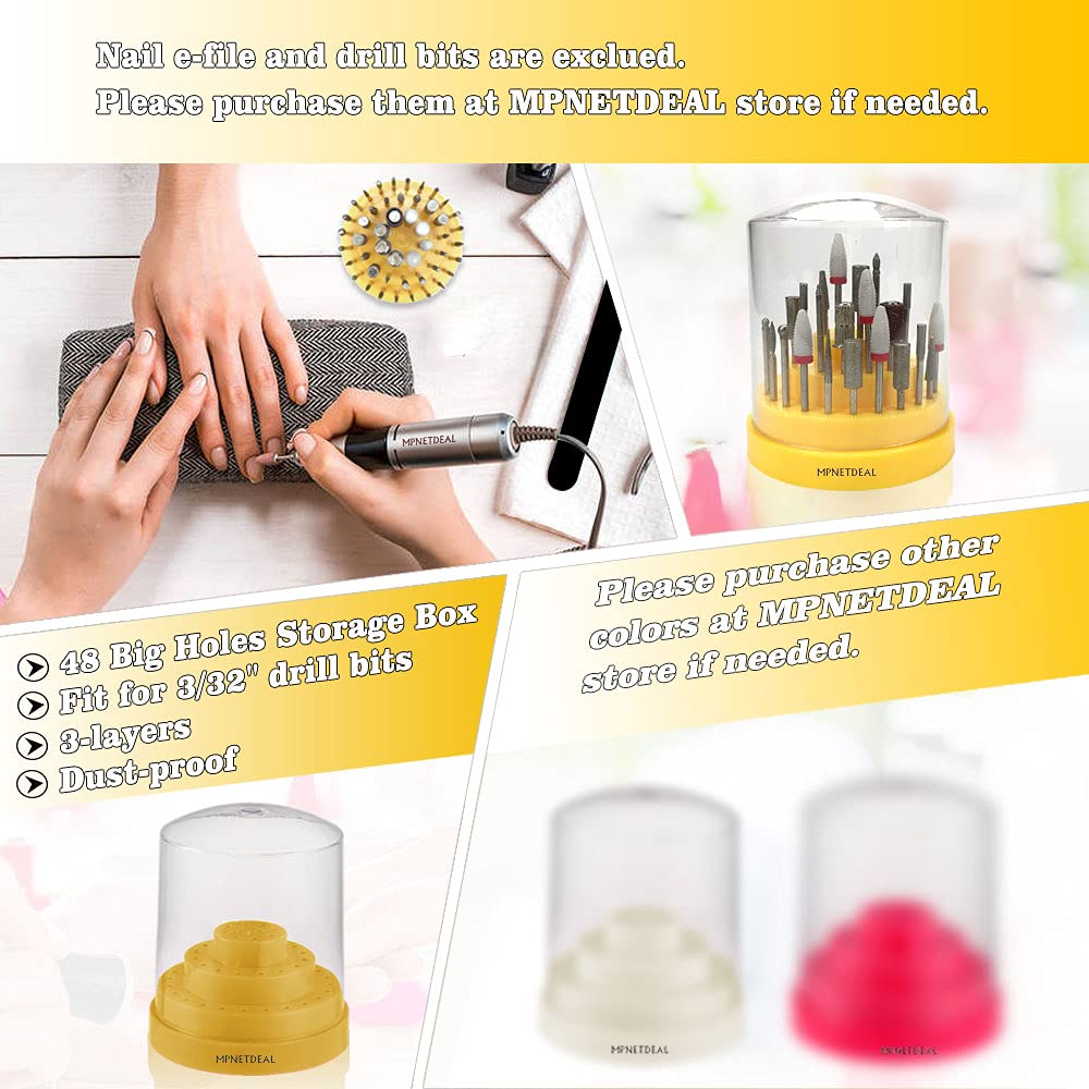 Soporte para brocas de uñas con cubierta a prueba de polvo, soporte de almacenamiento de 48 agujeros grandes, caja organizadora, caja organizadora,