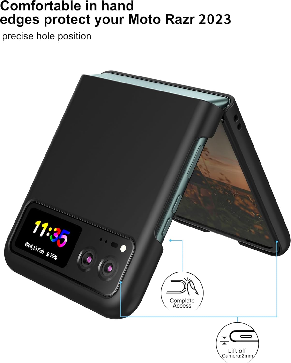 Foluu Funda para Motorola Razr 2023 no es compatible con Razr Plus 2023, funda delgada para Moto Razr 2023, ultra delgada, de policarbonato mate con