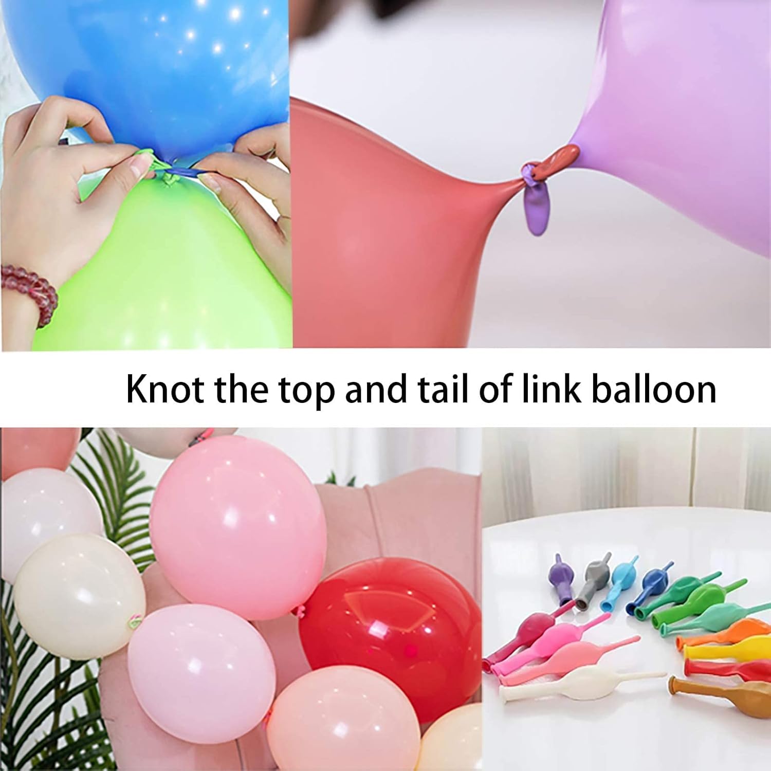 IN-JOOYAA Globo de látex transparente de 6 pulgadas y 12 pulgadas, 200 globos de enlace rápido, globos enlazables para decoración de fiestas