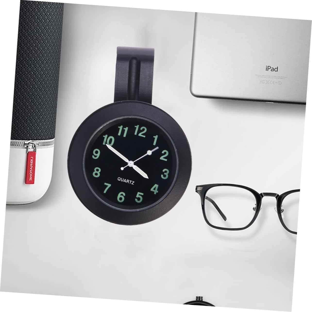 SUPVOX Accesorios para reloj de motocicleta, esfera negra con manecillas que brillan en la oscuridad, se adapta a manillares de 78 y 1 pulgada