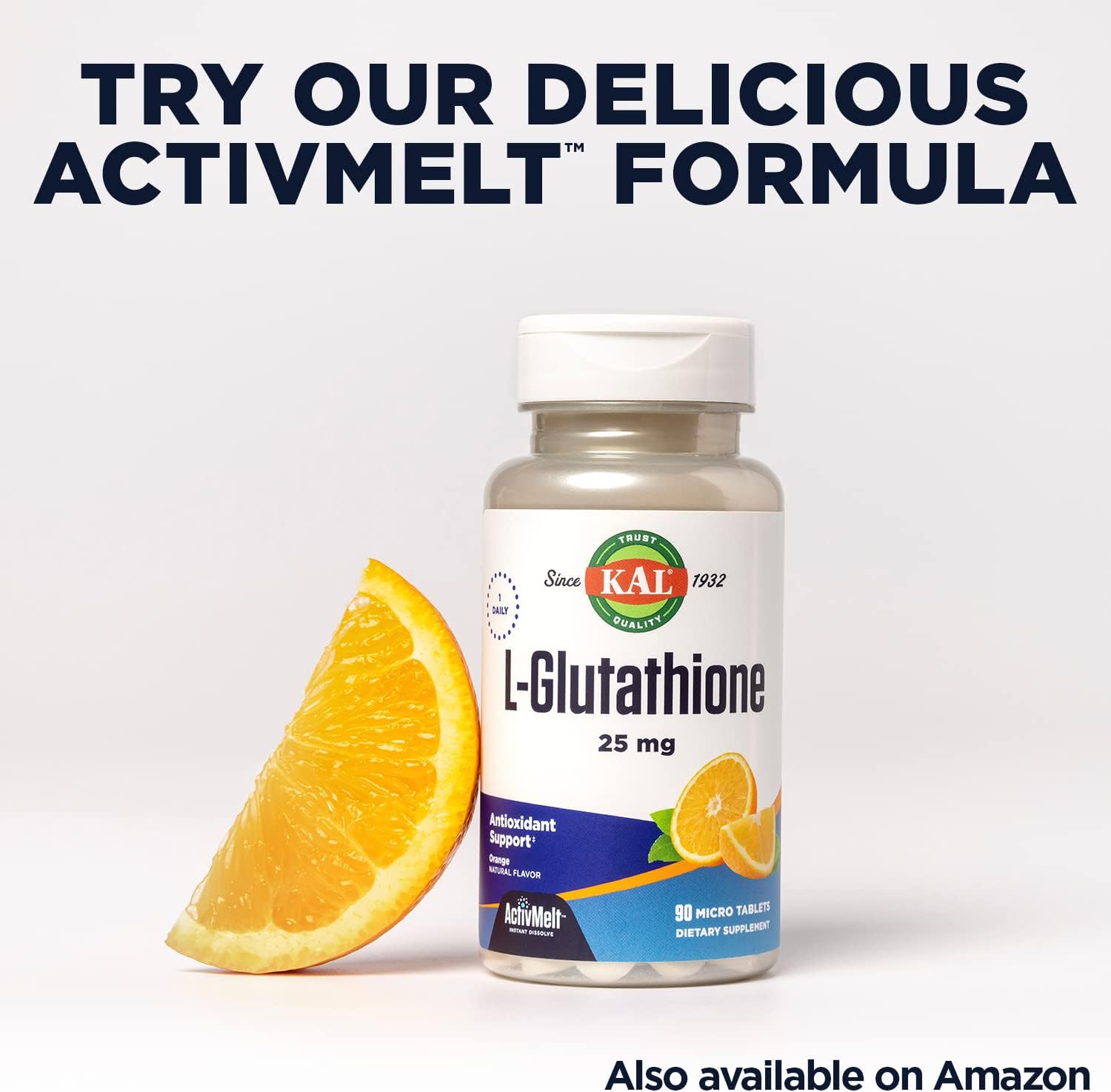KAL L-glutatión SR, suplemento de glutatión reducido, suplemento antioxidante de alta absorción, verificado en laboratorio, 30 porciones, 30