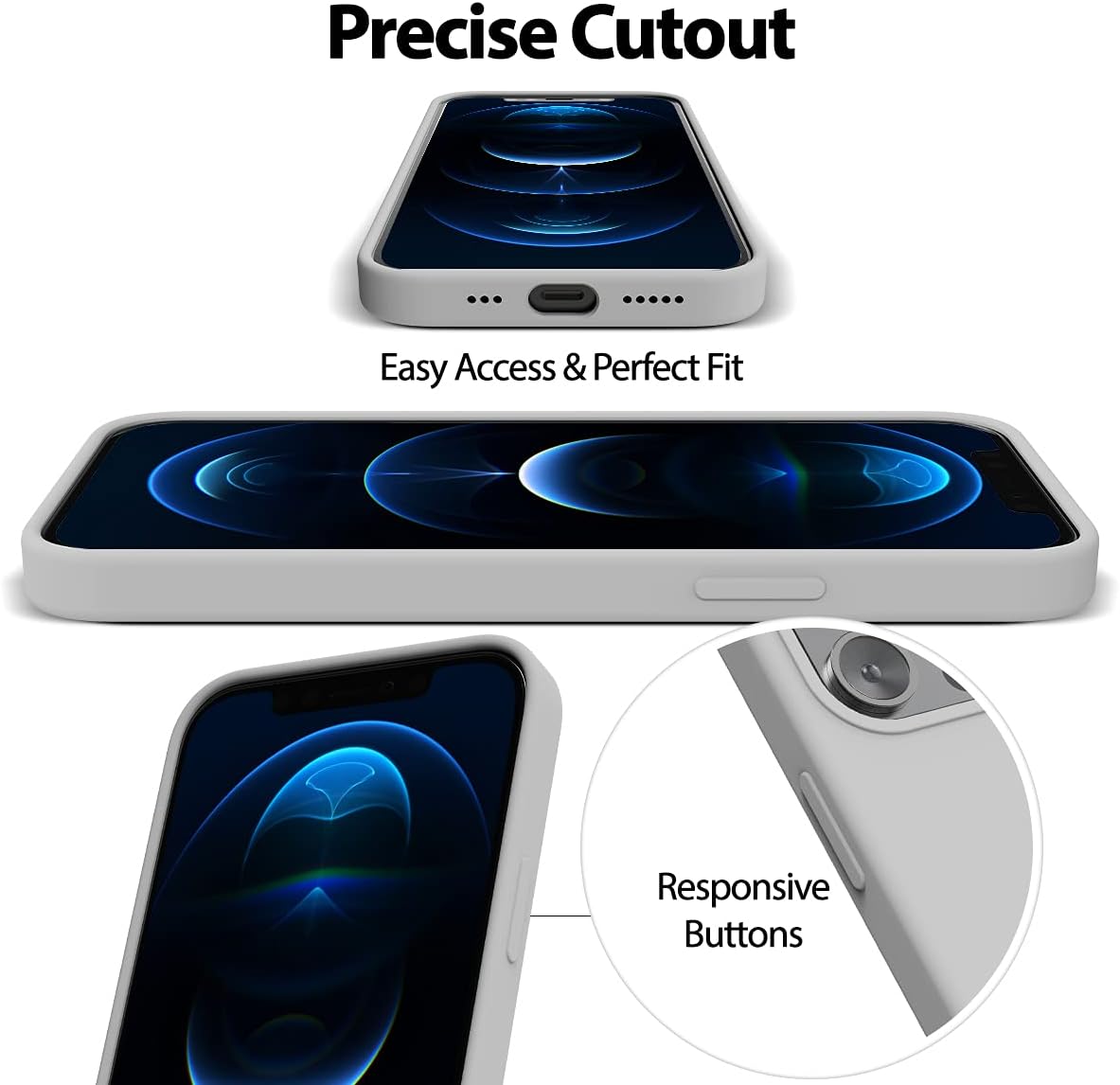 GOOSPERY Funda de silicona líquida para iPhone 12 Pro, iPhone 12 (6.1 pulgadas), suave y sedosa al tacto, protección de cuerpo completo, a prueba de