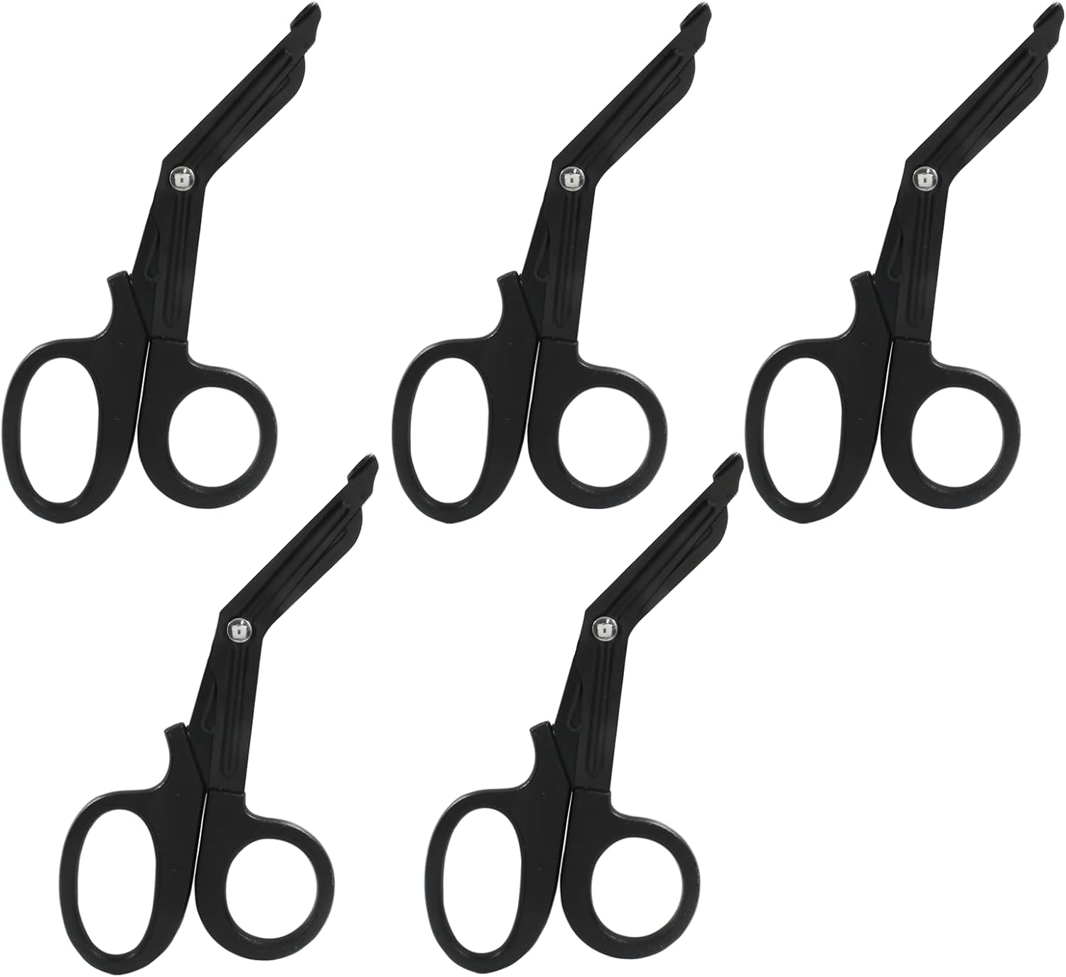 5 tijeras de trauma de 7.5 pulgadas, tijeras médicas de acero inoxidable para enfermeras, juego de tijeras de vendaje negro, tijeras de trauma