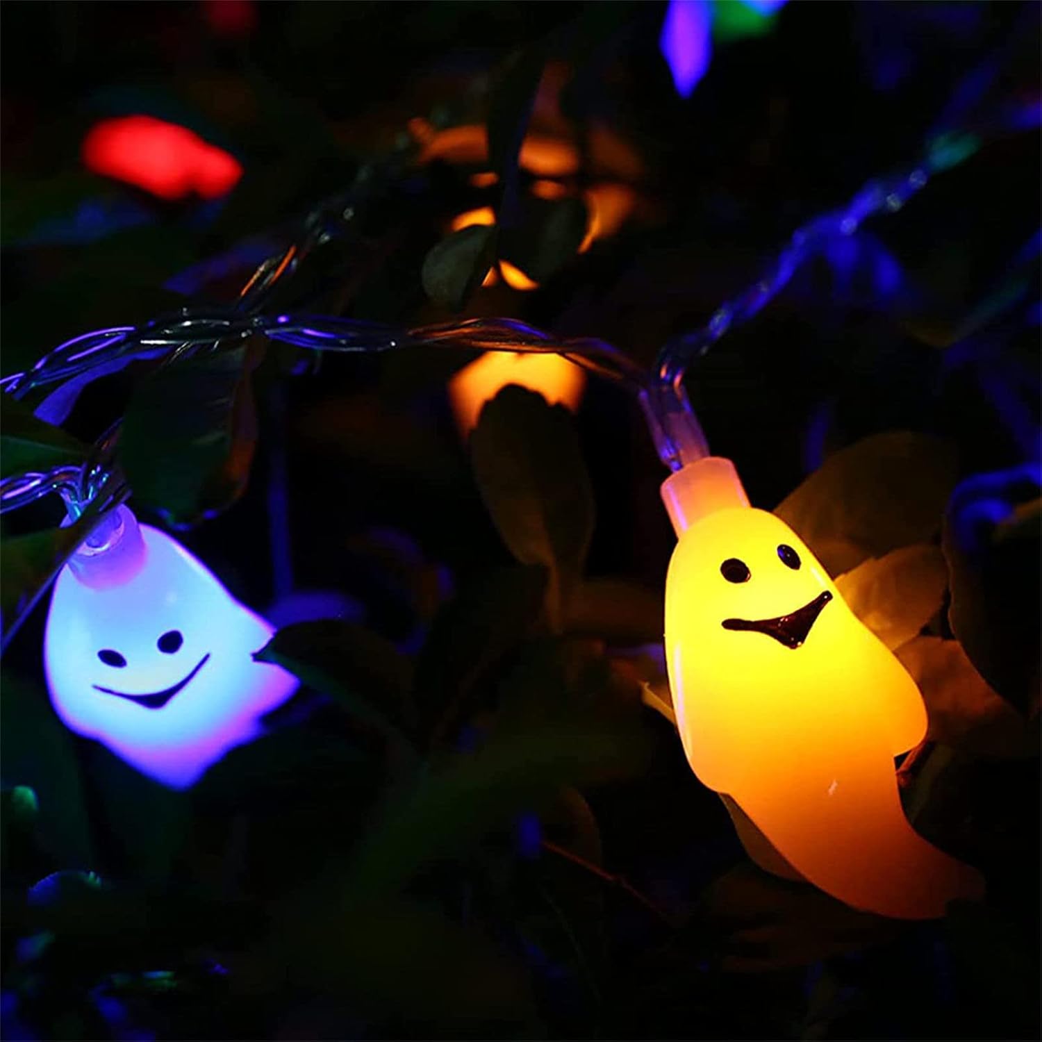 Luces de Halloween, decoraciones de Halloween, luces LED de fantasma, calabaza para decoración de Halloween, interiores y exteriores, fiesta de
