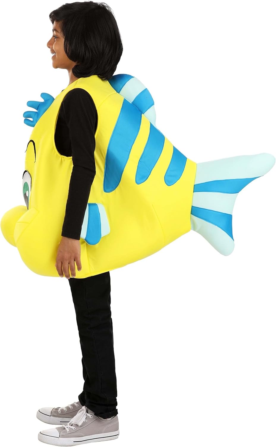 Disney – Disfraz de la Sirenita Flounder para niños, túnica de pez tropical de felpa amarilla