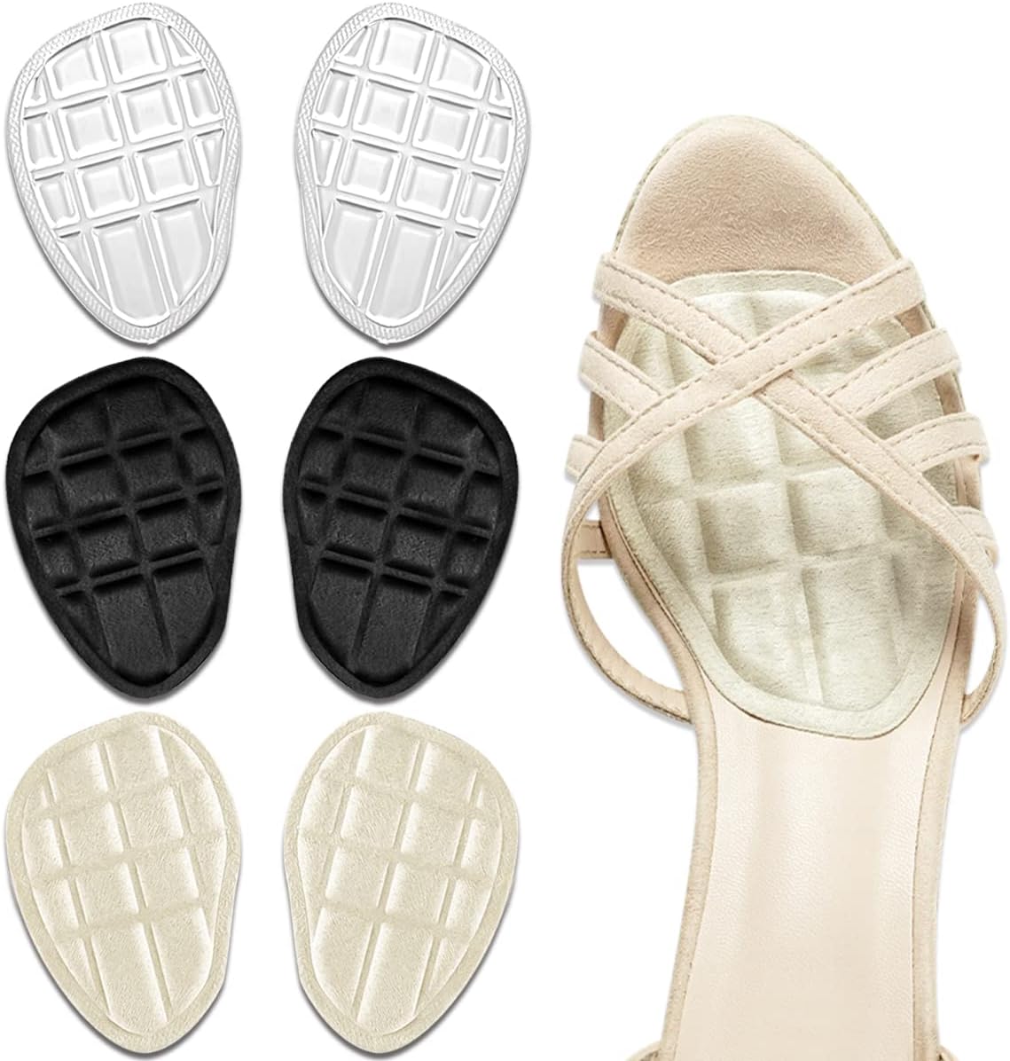 Svowin – Cojines de bola de pie, almohadillas metatarsianas, almohadillas para el antepié, insertos antideslizantes para zapatos de punta abierta,