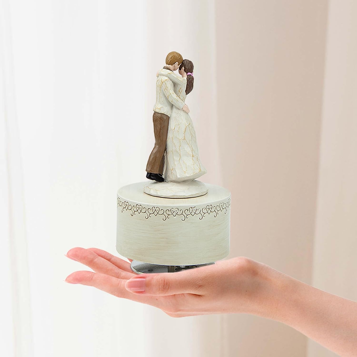Caja de música para pareja, figura musical esculpida pintada a mano, caja de música de amor, caja musical para esposa, amante, cumpleaños,