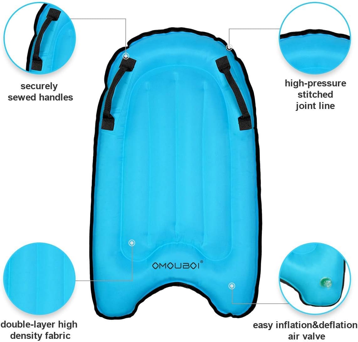 OMOUBOI Tabla de bodyboard inflable, tabla de cuerpo ligera, tabla de bodyboard suave, portátil, flotadores de 30 pulgadas, mini tablas de surf