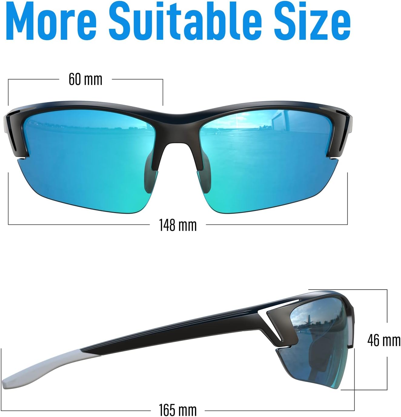 Bloomoak Gafas de sol deportivas para golf, protección UV400 envolventemarco ventilado que evita el empañamientoclaridad visual superior para