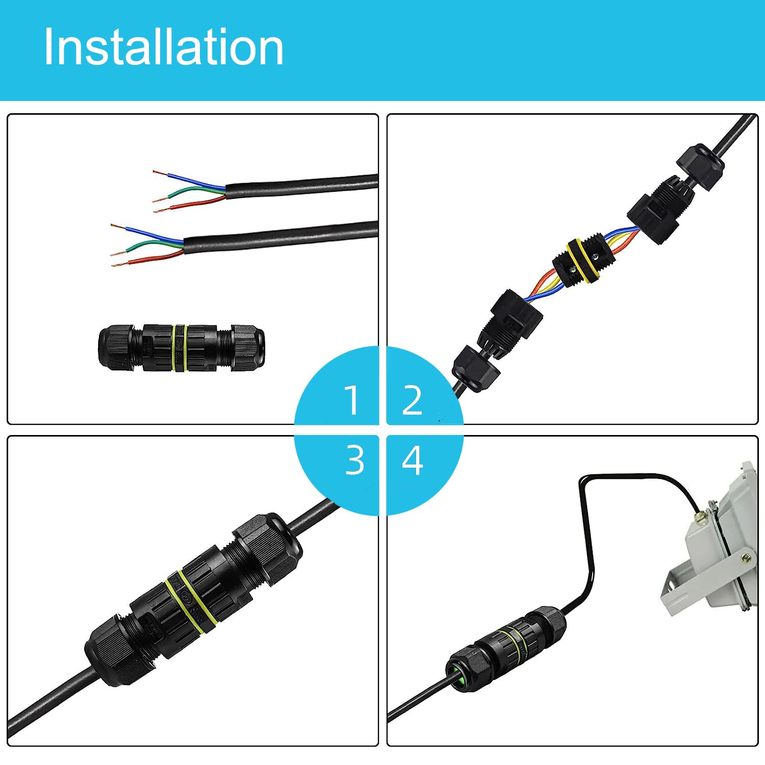 ATB Future – Conectores de cable de alimentación IP68 impermeables, caja de conexiones para exteriores, ideal para cables de 2 o 3 pines de Ø4-0.315