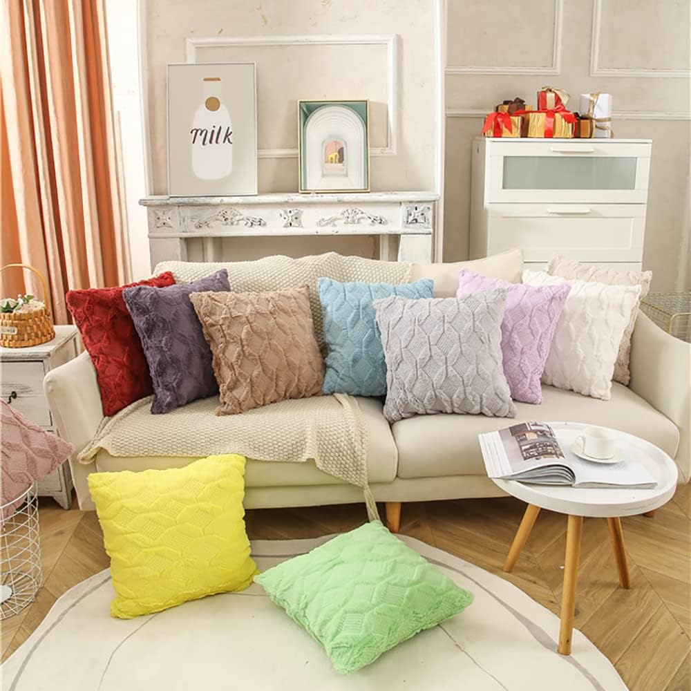 Juego de 2 fundas de almohada decorativas de 12 x 20 pulgadas, suave felpa de terciopelo de lana corta, funda de cojín amarilla para sofá,
