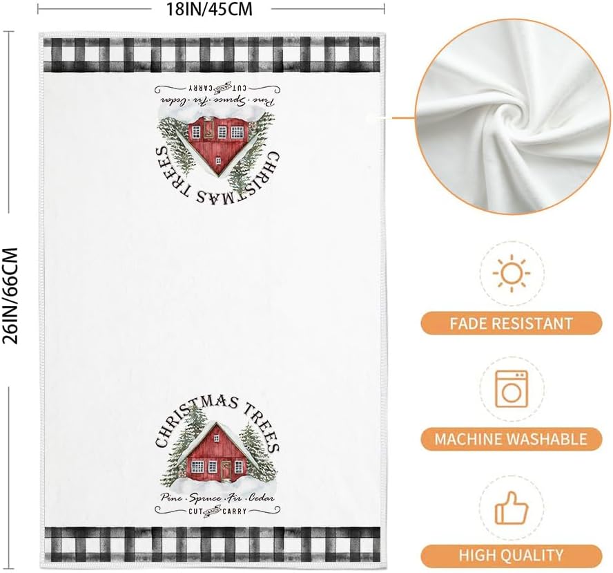 ARKENY AD092 – Juego de 2 paños de cocina de Navidad, diseño de árbol de renos de búfalo negro, 18 x 26 pulgadas, decoración del hogar de granja