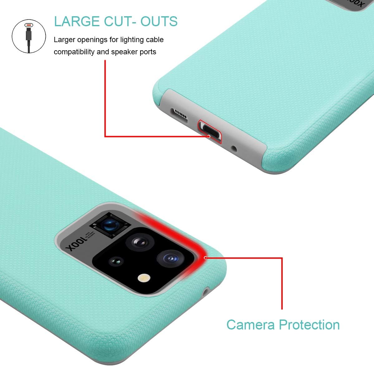 Funda para Galaxy S20 Ultra, Fingic Samsung Galaxy S20 Ultra, funda de doble capa híbrida de policarbonato duro, TPU suave, absorción de golpes,