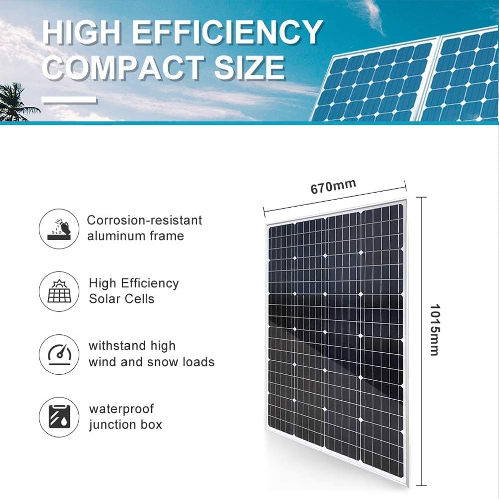 CHRISK 120W 12V Monocrystalline Solar Panel Kit Battery Charging Kit for RV Boat Truck Trailer Caravan