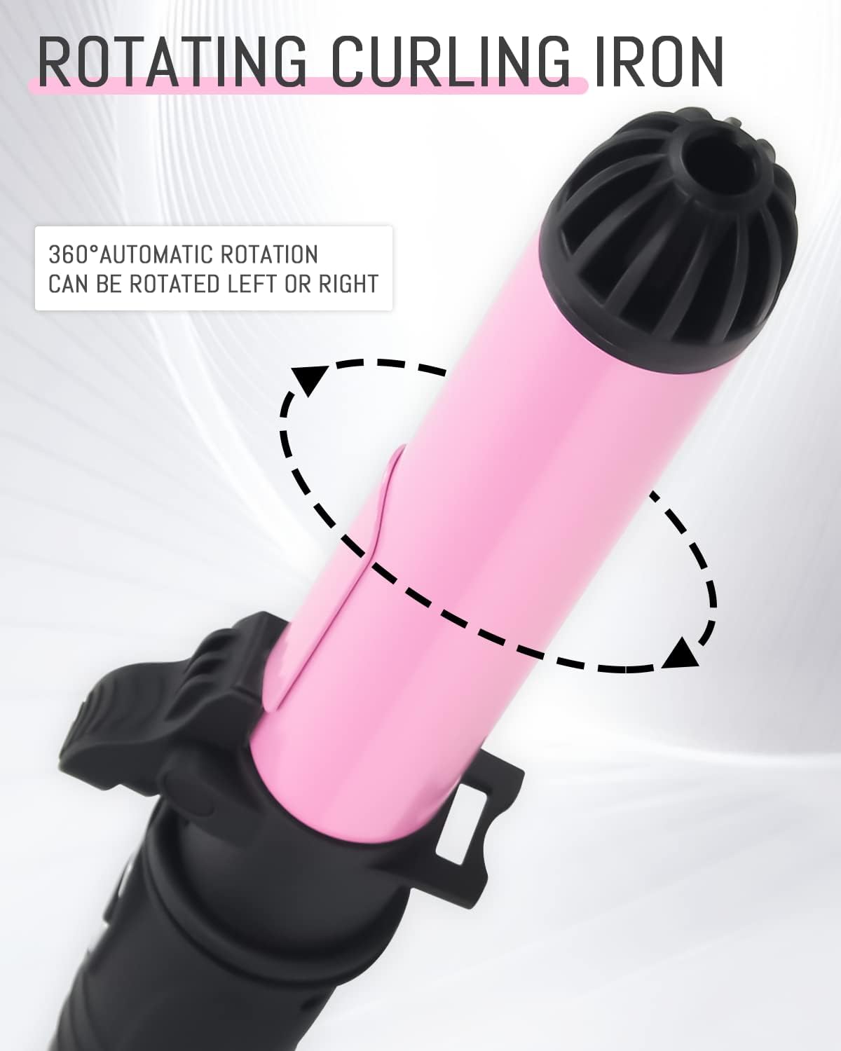 AmoVee Rizador giratorio, rizador automático de cerámica de 1.25 pulgadas, temperatura ajustable de 180 F a 410 F, doble voltaje, un regalo de San