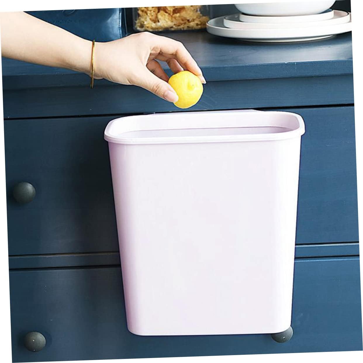 Alipis Contenedor de basura colgante para armario, caja de basura de un galón, cubo de basura de cocina, contenedor de basura para el hogar,
