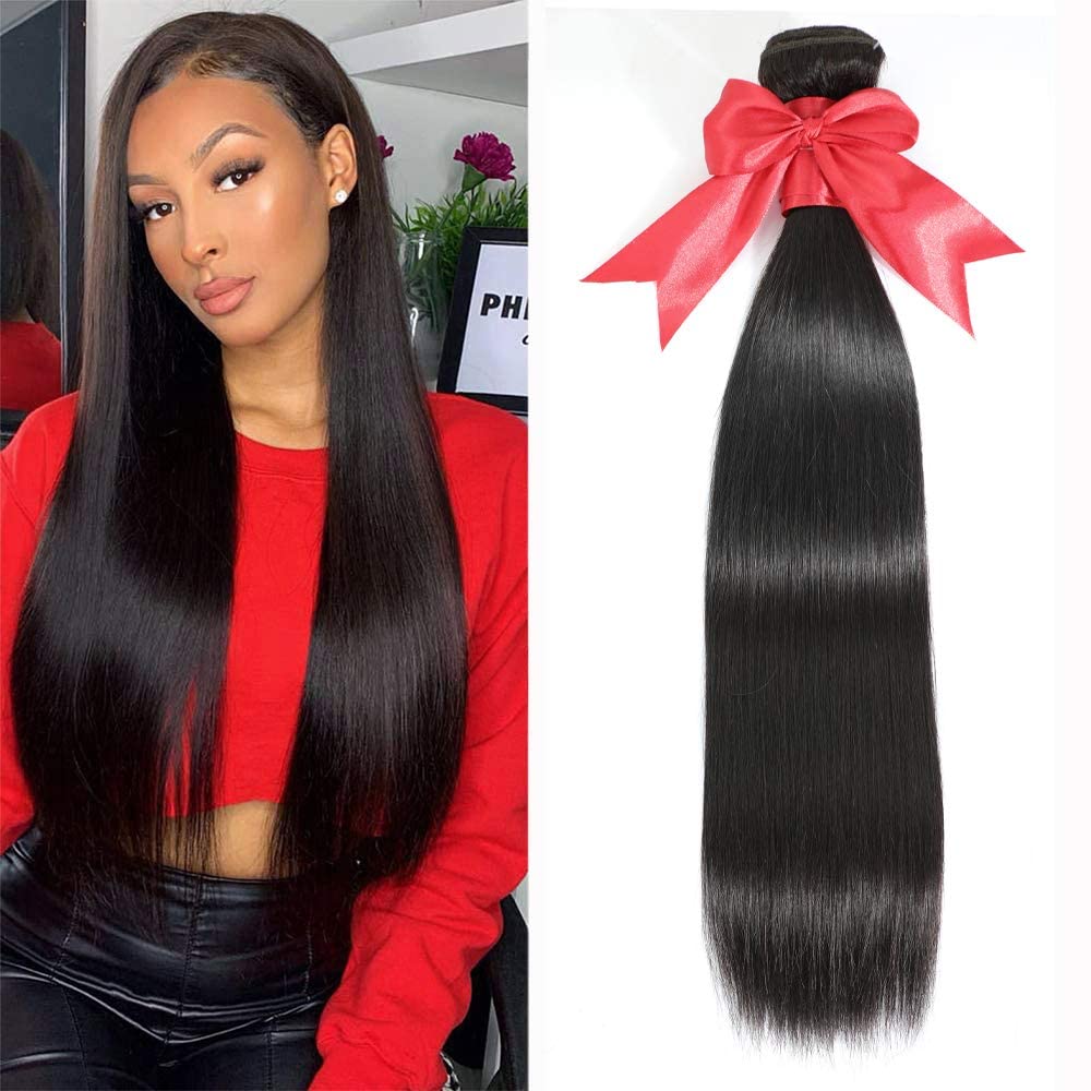 QIYING Paquetes de cabello humano lacio 10A de 12 pulgadas, paquetes de cabello lacio brasileño 100% sin procesar, virgen, lacio, tejido de cabello