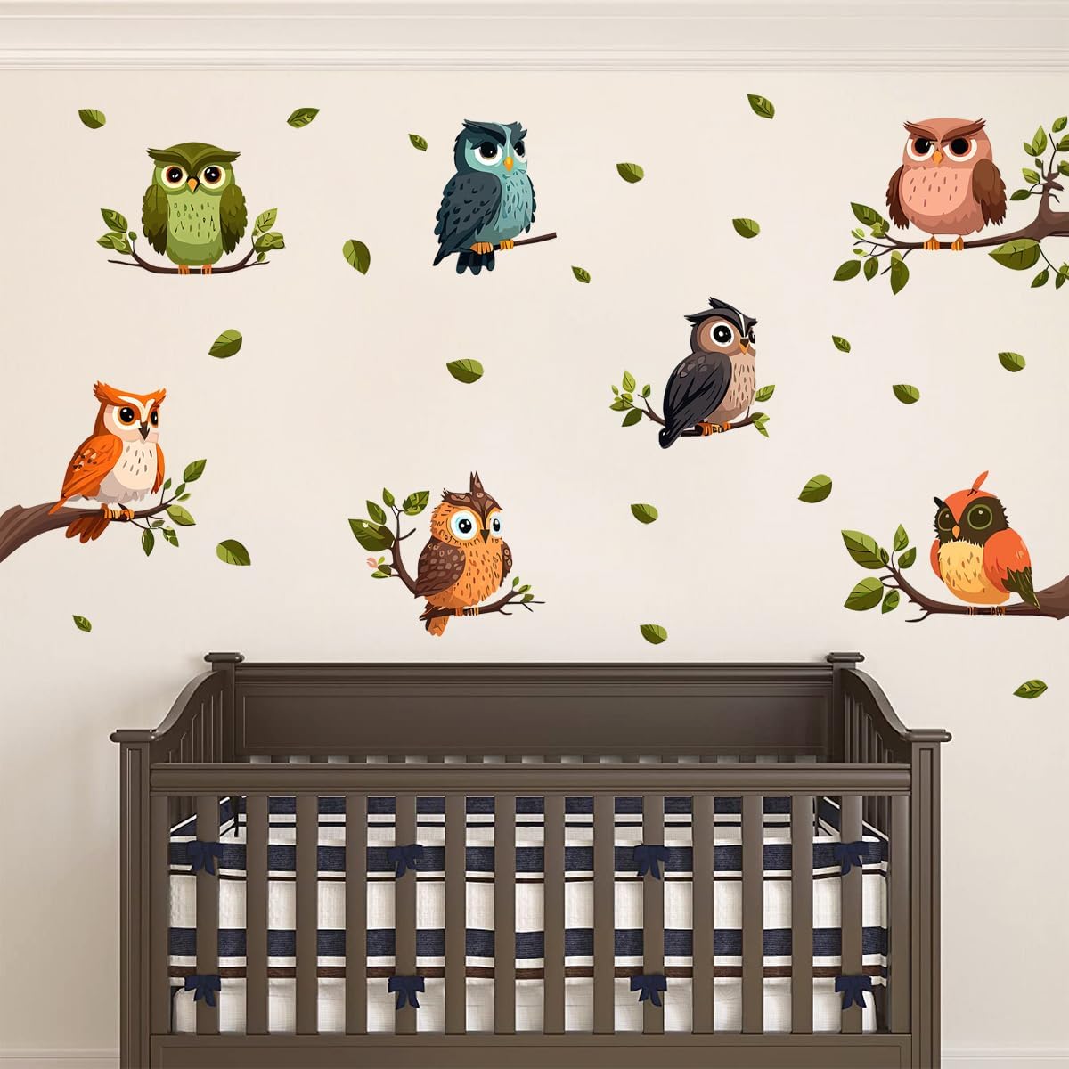 DEIKOKA Calcomanías de pared con diseño de búho, pájaros en ramas de árbol, autoadhesivas, extraíbles, para pared de niños, dormitorio, sala de