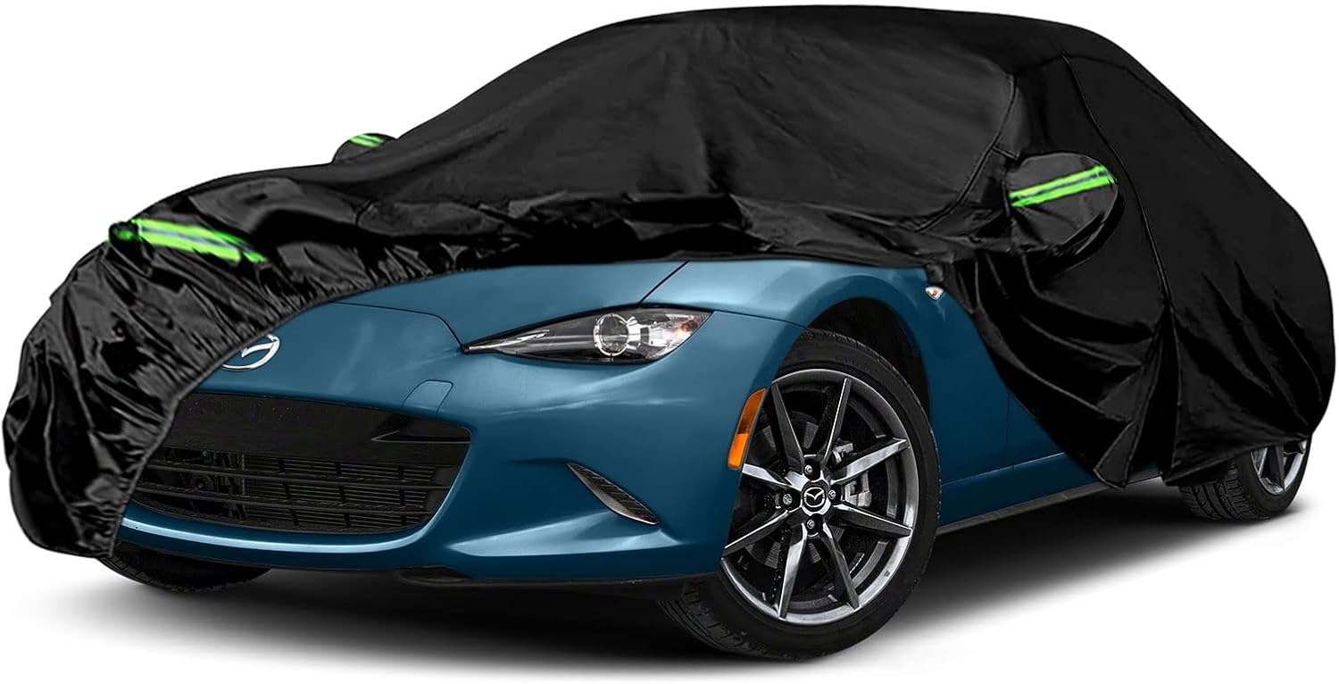 Funda de automóvil compatible con Mazda MX-5 Miata 1998-2019 2020 2021, 6 capas resistente al agua, cubierta negra a prueba de polvo (1998-2021)