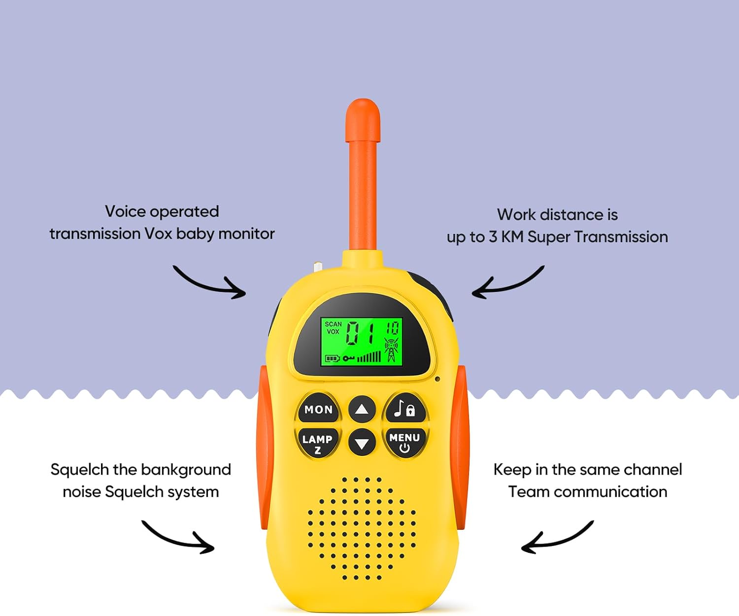 Walkie Talkies para niños, paquete de 2 walkie talkies recargables para niños, regalo para niños de 3 a 12 años, 22 canales de radio de 2 vías para