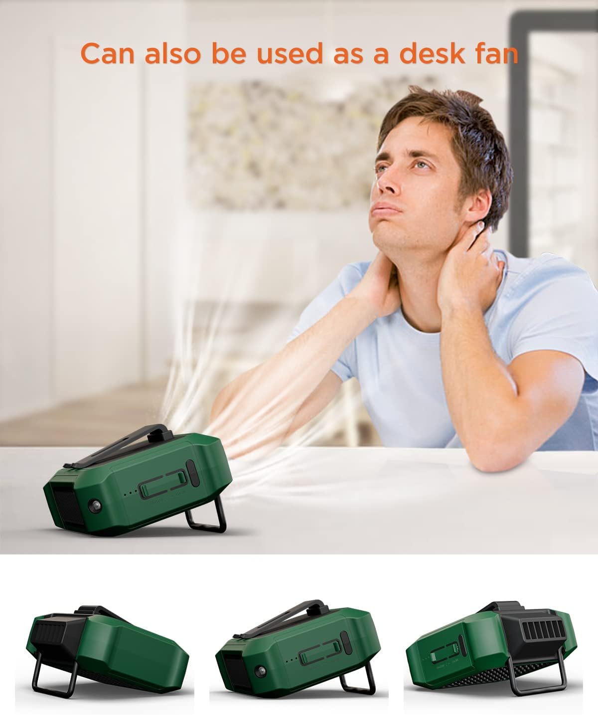 ICEBIRDS Ventilador portátil con clip de cintura, cinturón personal y ventilador de cuerpo al aire libre, ventilador de cuello colgante con batería