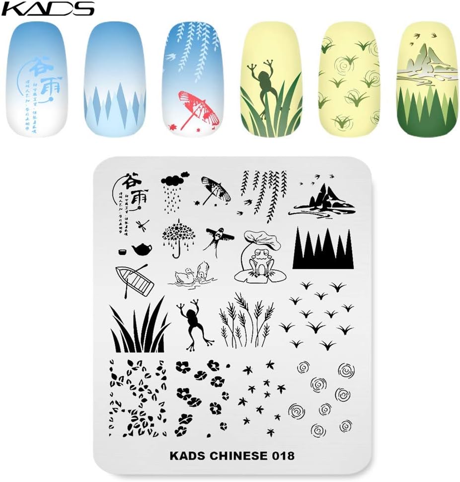 KADS Placas de estampado para arte de uñas Kite Frog Spring Template Image Plate Stencil Nails Tool (CN018)