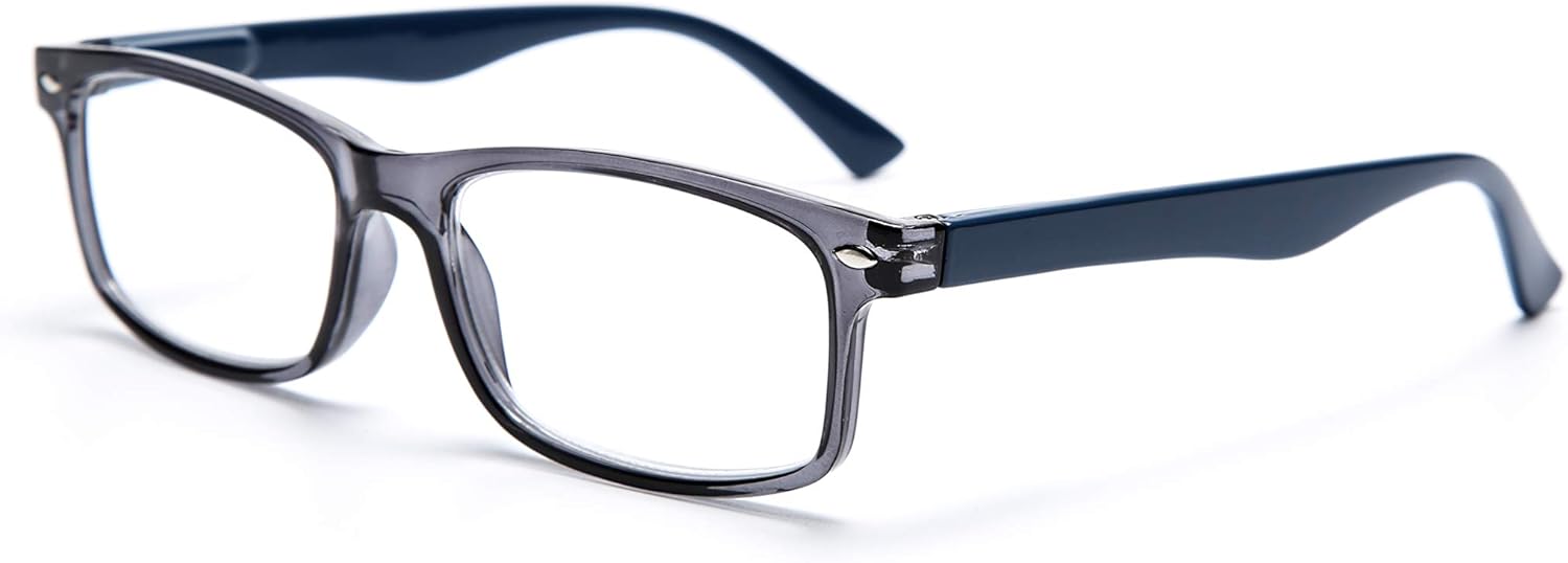 Paquete de 5 lentes de lectura unisex rectangulares vintage con marco de plástico para hombres y mujeres
