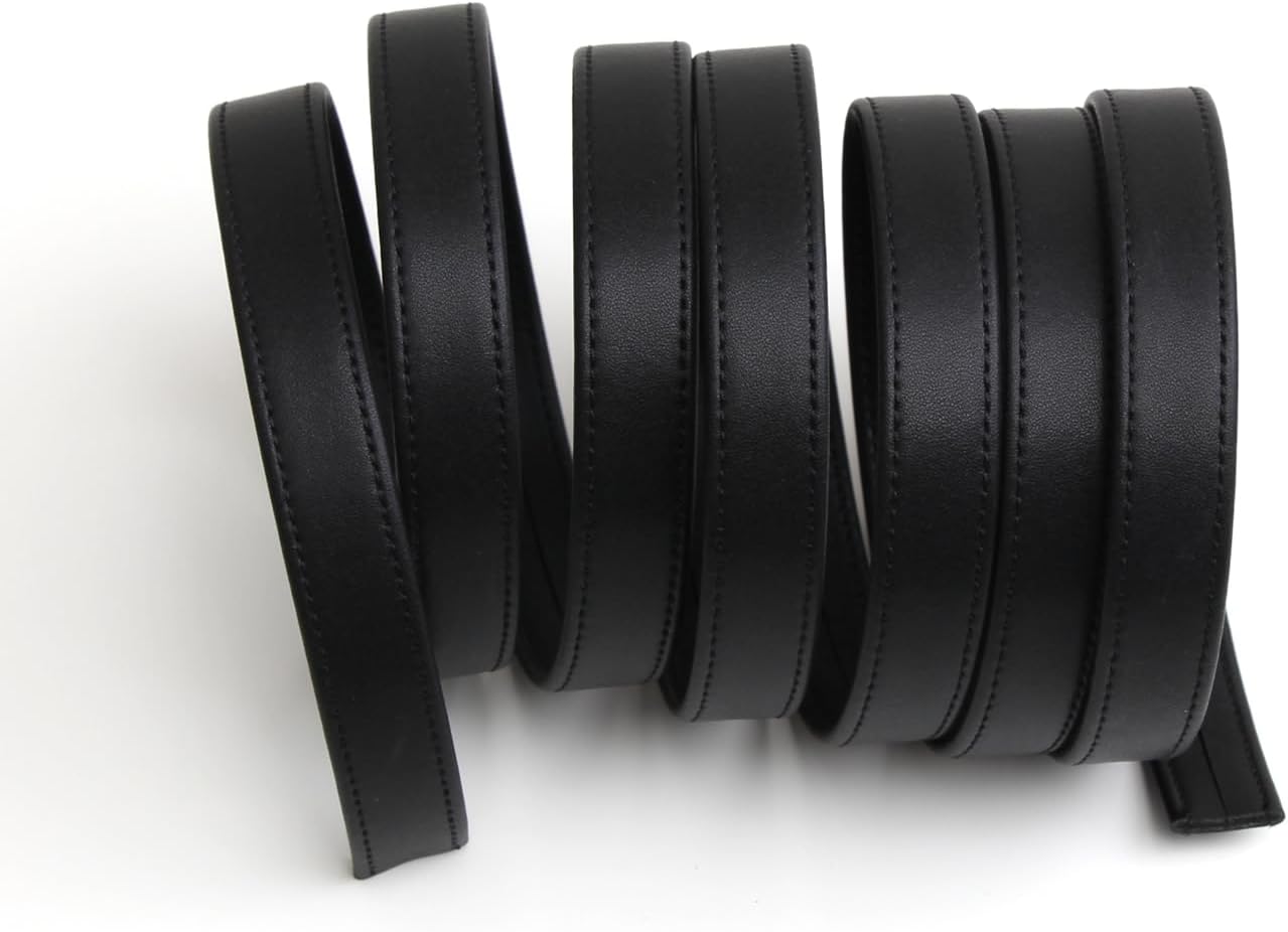 lalatia Correas de cuero sintético cosidas para manualidades, tiras de cuero con costuras de 0.6 pulgadas de ancho, 2 yardas de largo, color negro