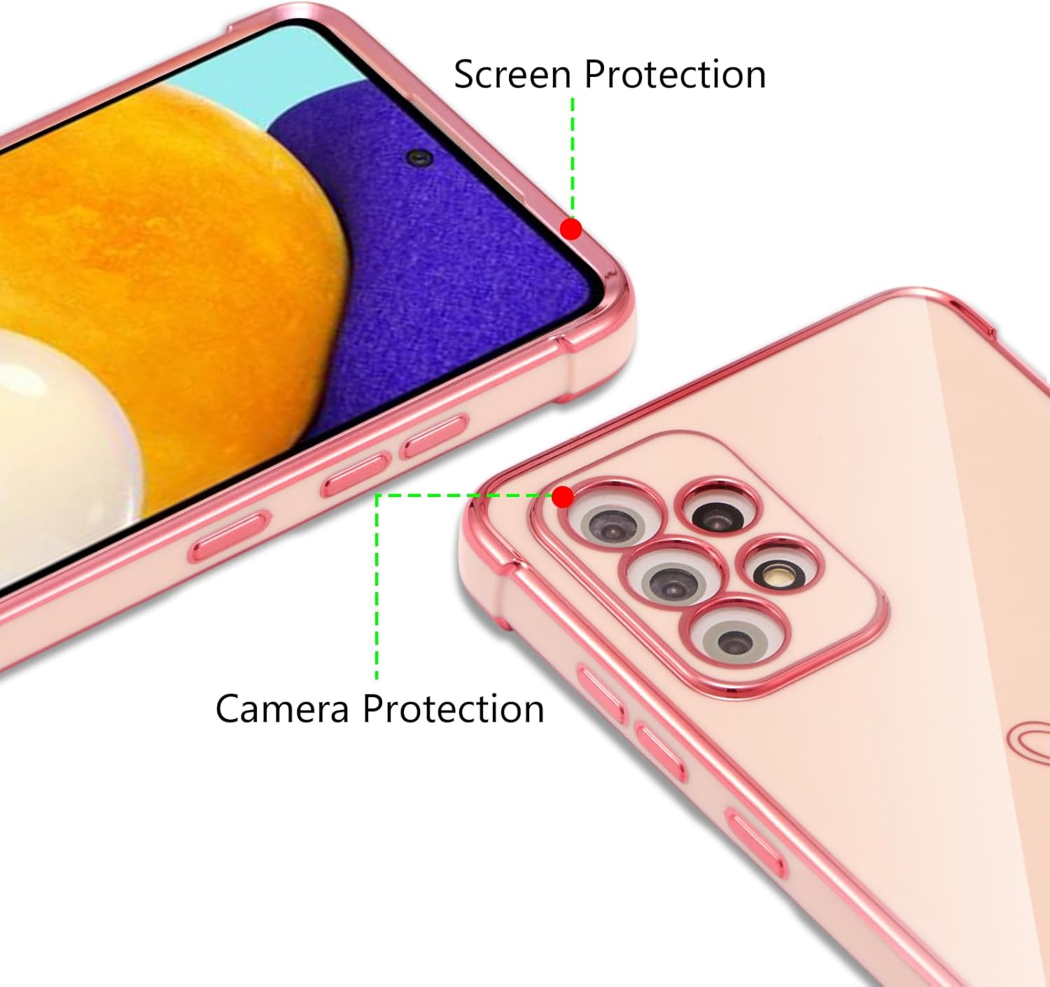 ZTOFERA Funda diseñada para Samsung Galaxy A53, bonito patrón de corazones de amor con borde chapado y protección de lente de cámara, para Samsung