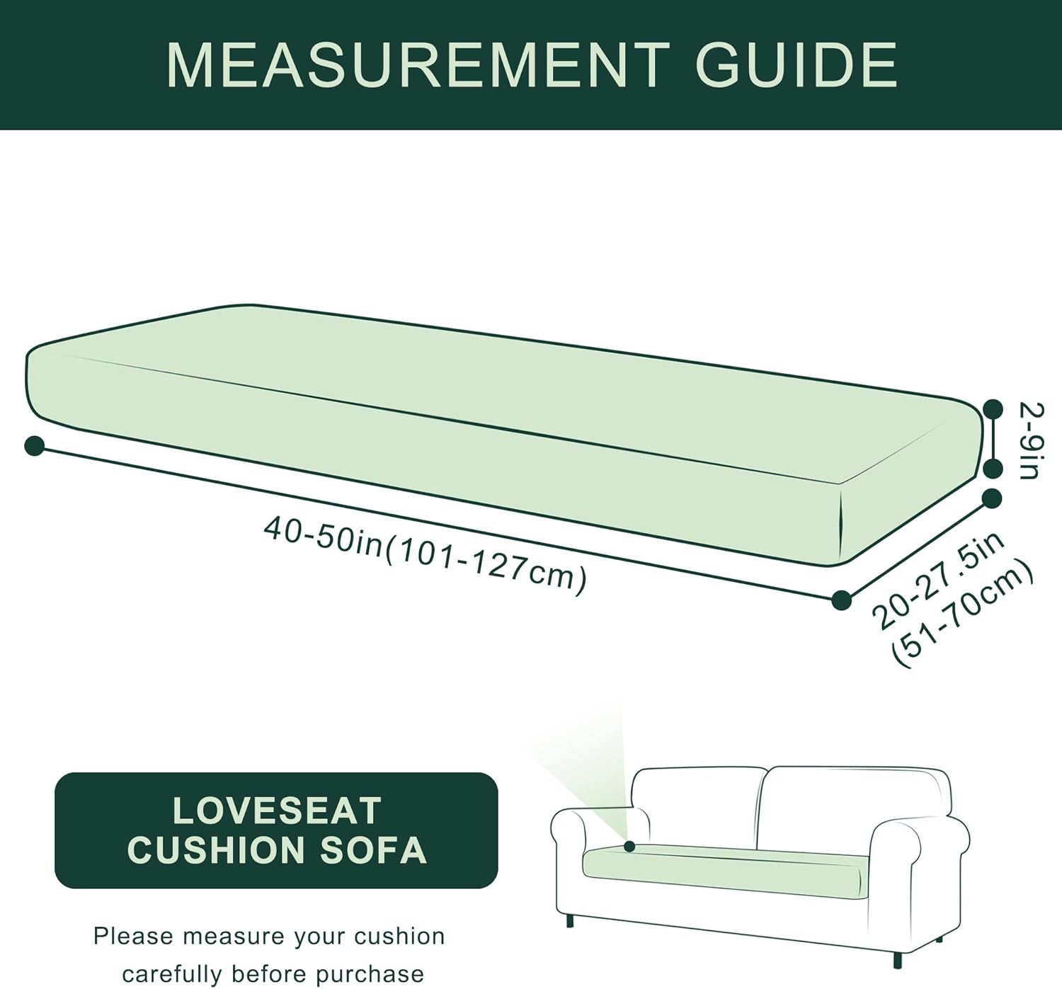 CHUN YI – Funda elástica de cojín para sofá biplaza, funda de asiento de sofá con tela jacquard de elastano (mediana, color verde azulado)