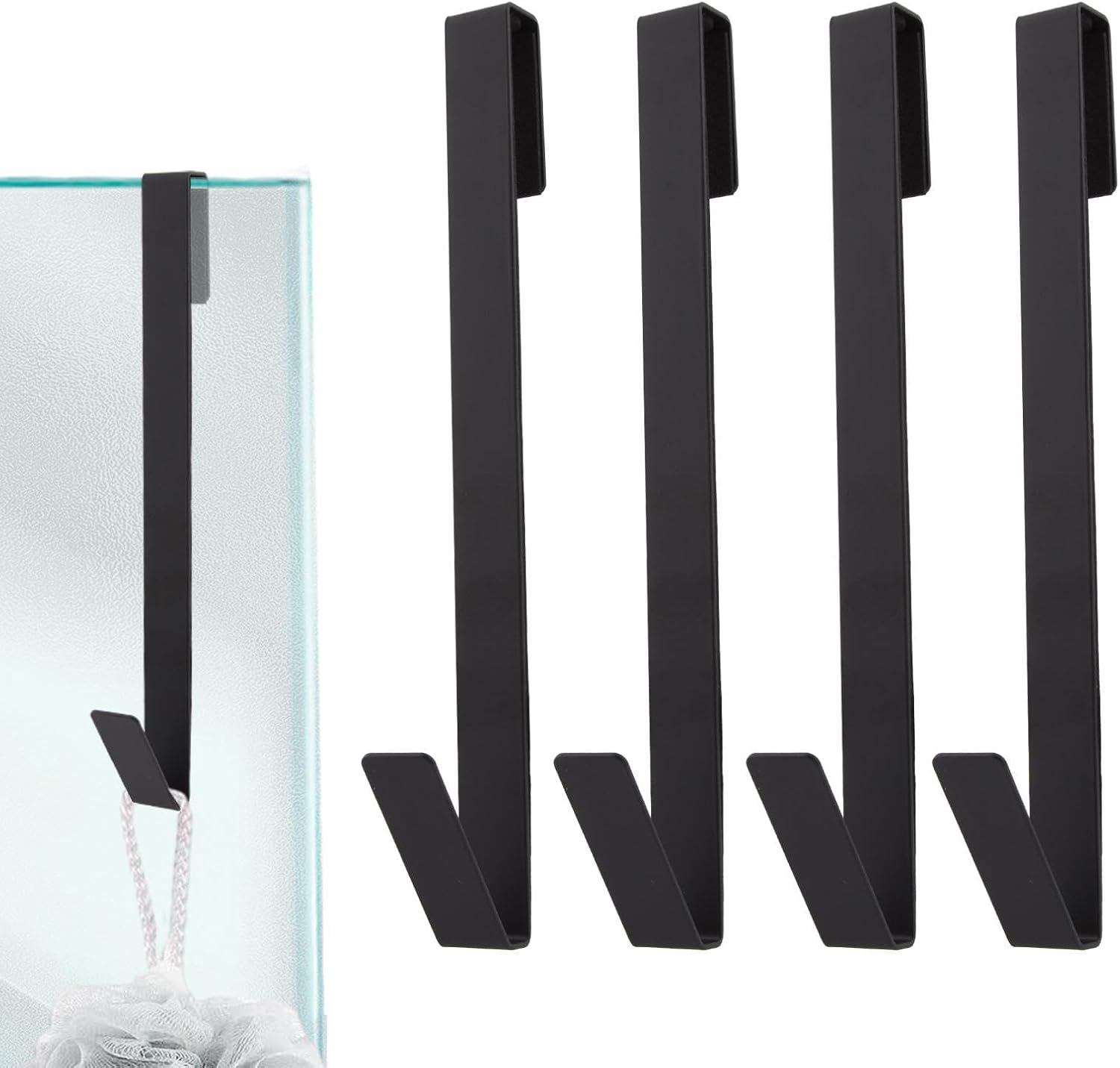 Ganchos para puerta de ducha de 10 pulgadas, 4 piezas, gancho para puerta de baño, ganchos extendidos sin taladrar para puerta de ducha de vidrio