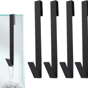 Ganchos para puerta de ducha de 10 pulgadas, 4 piezas, gancho para puerta de baño, ganchos extendidos sin taladrar para puerta de ducha de vidrio Ganchos para puerta de ducha de 10 pulgadas, 4 piezas, gancho para puerta de baño, ganchos extendidos sin taladrar para puerta de ducha de vidrio