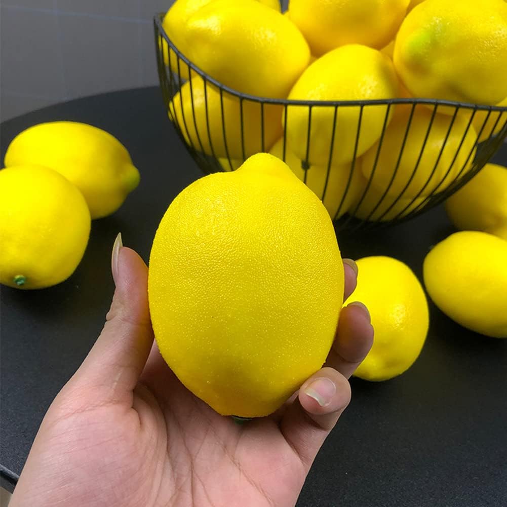 12 limones artificiales, frutas sintéticas realistas, limones falsos amarillos realistas, accesorios de fotografía para el hogar, mesa de cocina,