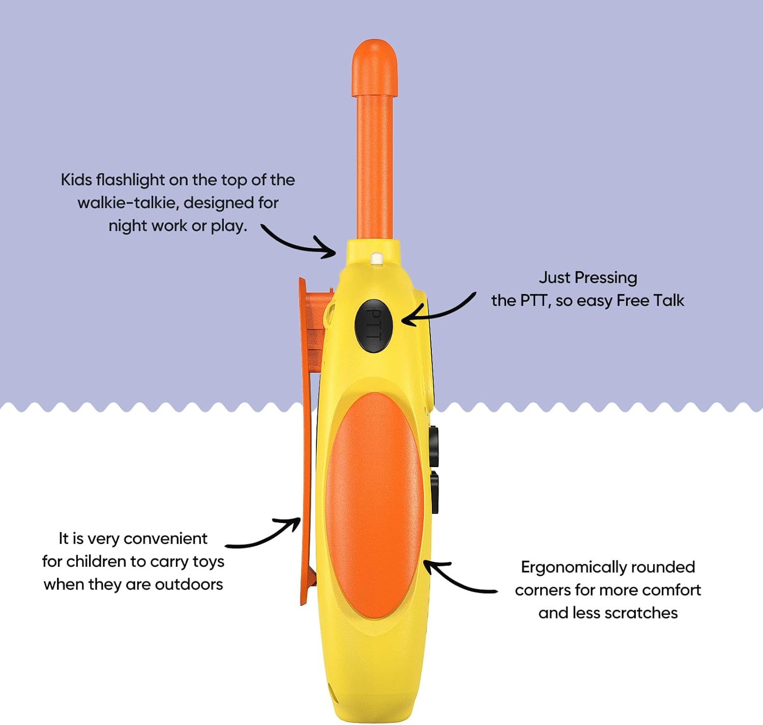 Walkie Talkies para niños, paquete de 2 walkie talkies recargables para niños, regalo para niños de 3 a 12 años, 22 canales de radio de 2 vías para