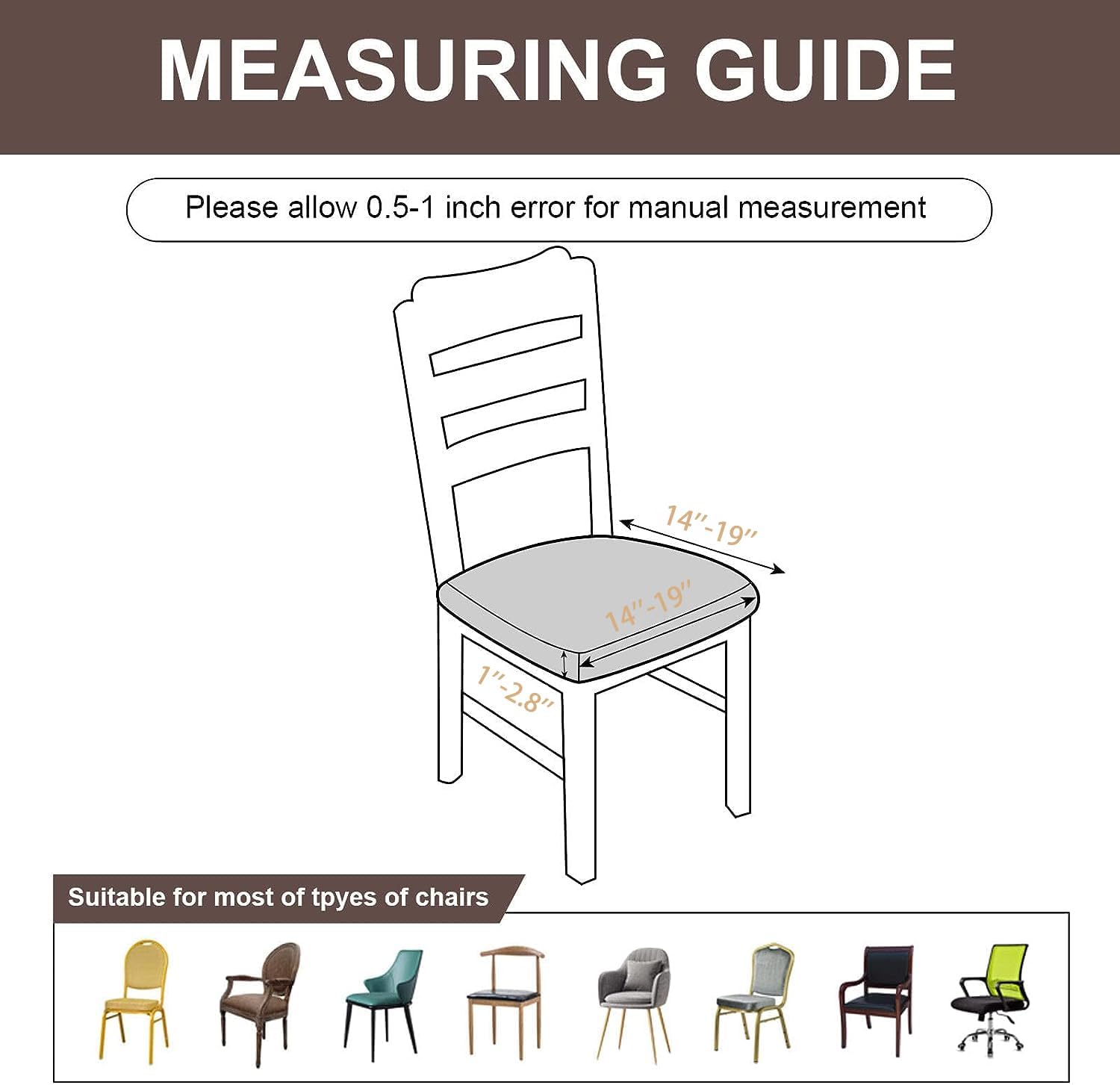 Juego de 6 fundas de asiento para silla, elásticas, estampadas, para comedor, cuadradas, extraíbles y lavables, fundas de cojín para cocina, oficina