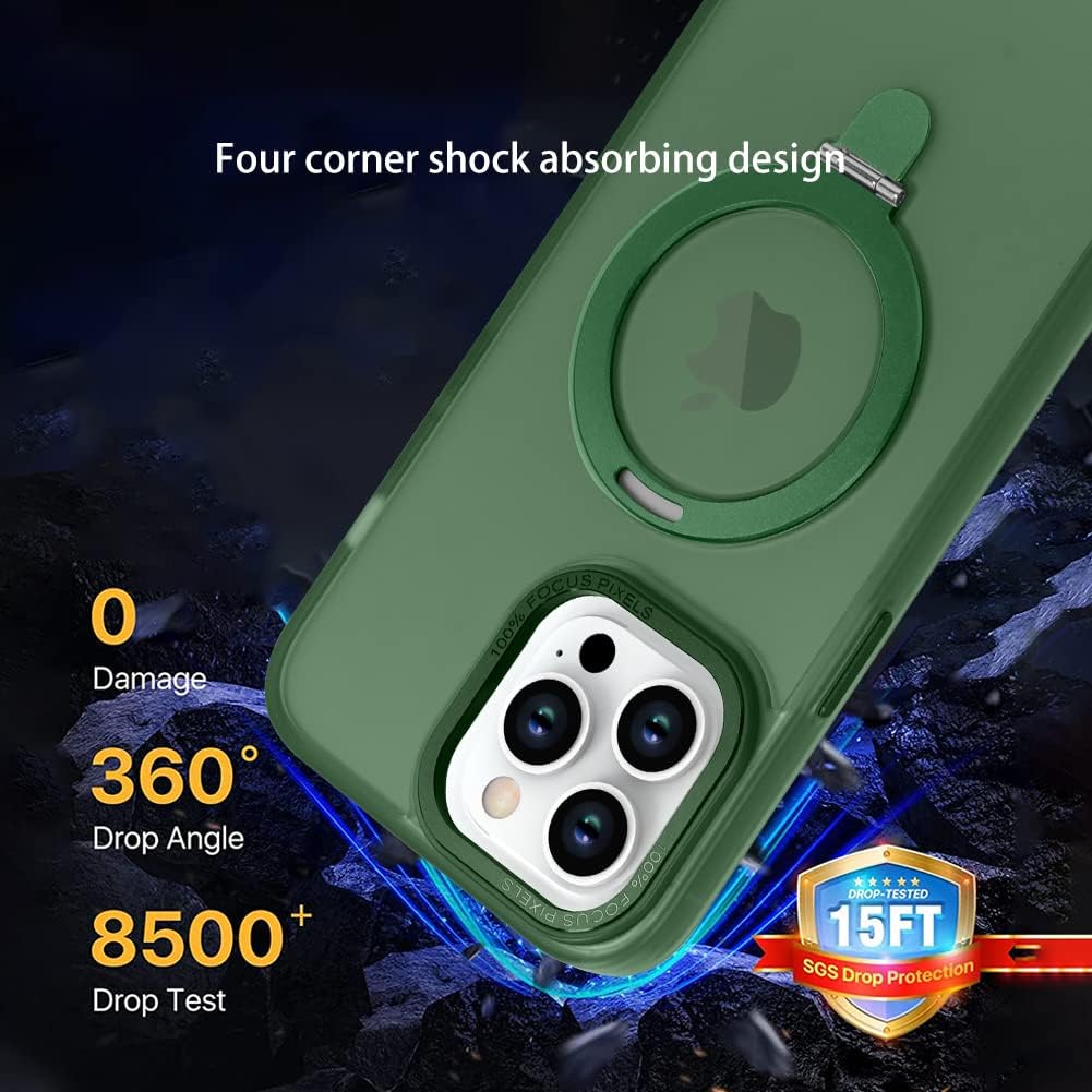 ZIYE Funda para iPhone 13 Pro Max con soporte magnético invisible compatible con soporte magnético MagSafe, correa de agarre protección militar