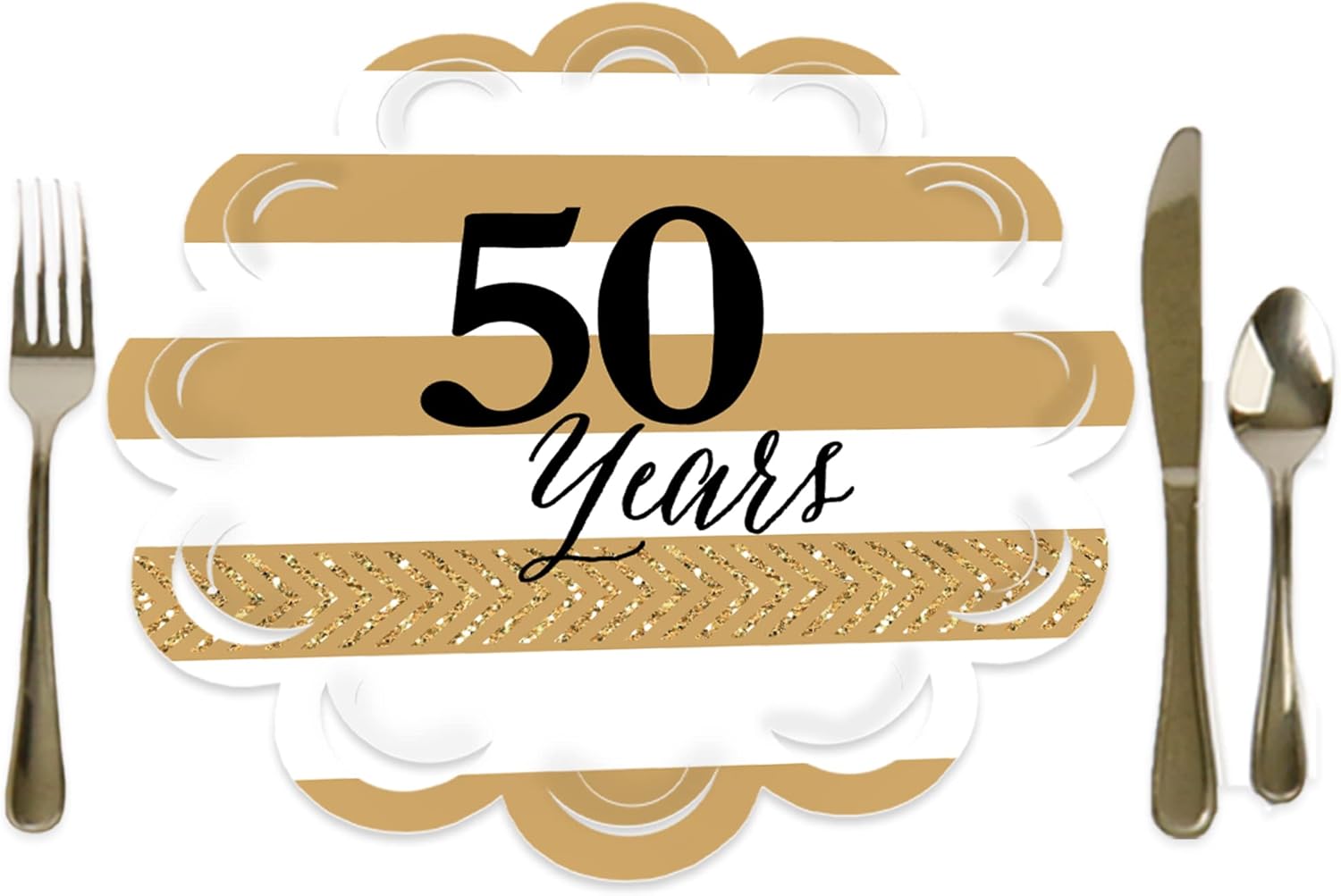 Big Dot of Happiness We Still Do – 50 aniversario de boda – Decoraciones de mesa redonda para fiesta de aniversario – Cargadores de papel – Ajuste