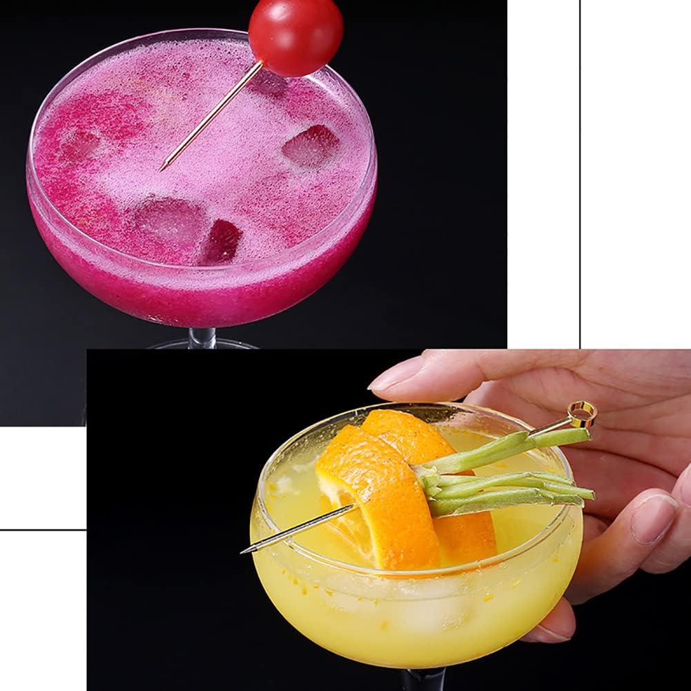 10 púas de cóctel de acero inoxidable, palillos de martini de metal, palillos de frutas, palillos de dientes de oliva, brochetas para fiestas,