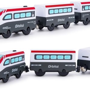 Tren a pilas para pista de madera, juego de tren bala motorizado, tren eléctrico con conexión magnética, juego de tren locomotora con sonido para Tren a pilas para pista de madera, juego de tren bala motorizado, tren eléctrico con conexión magnética, juego de tren locomotora con sonido para