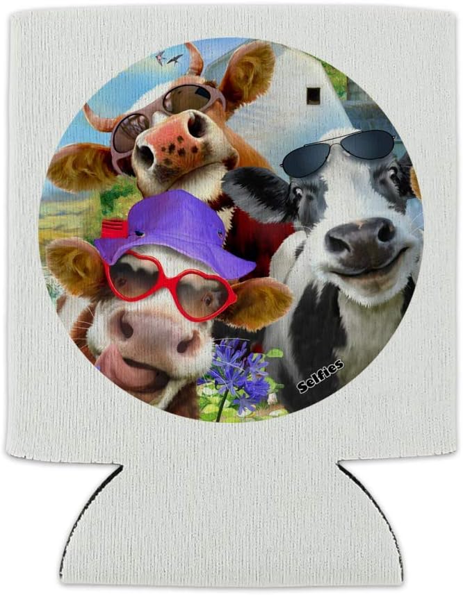 Udderly Cool Cow Farm – Enfriador de latas para selfies, funda para bebidas, aislante plegable, soporte aislado para bebidas