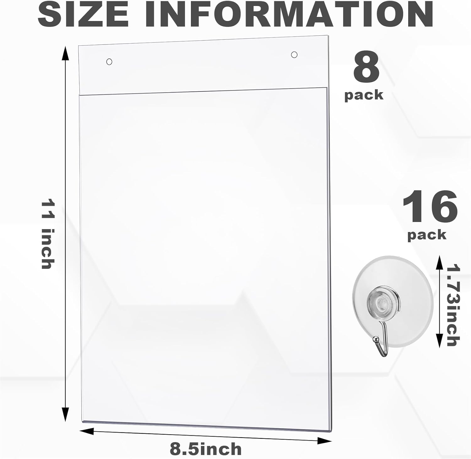 Suzile 4 letreros acrílicos para ventana, soporte para letrero de acrílico para colgar letreros de puerta de oficina de 8.5 x 11 pulgadas con