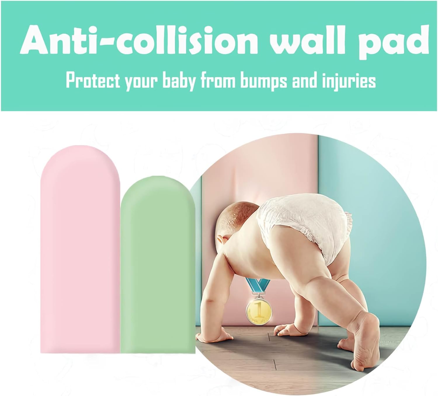 Acolchado de pared para niños con autismo, 4 paneles de pared tapizados para cabecero de despegar y pegar, decoración de guardería, calcomanías de