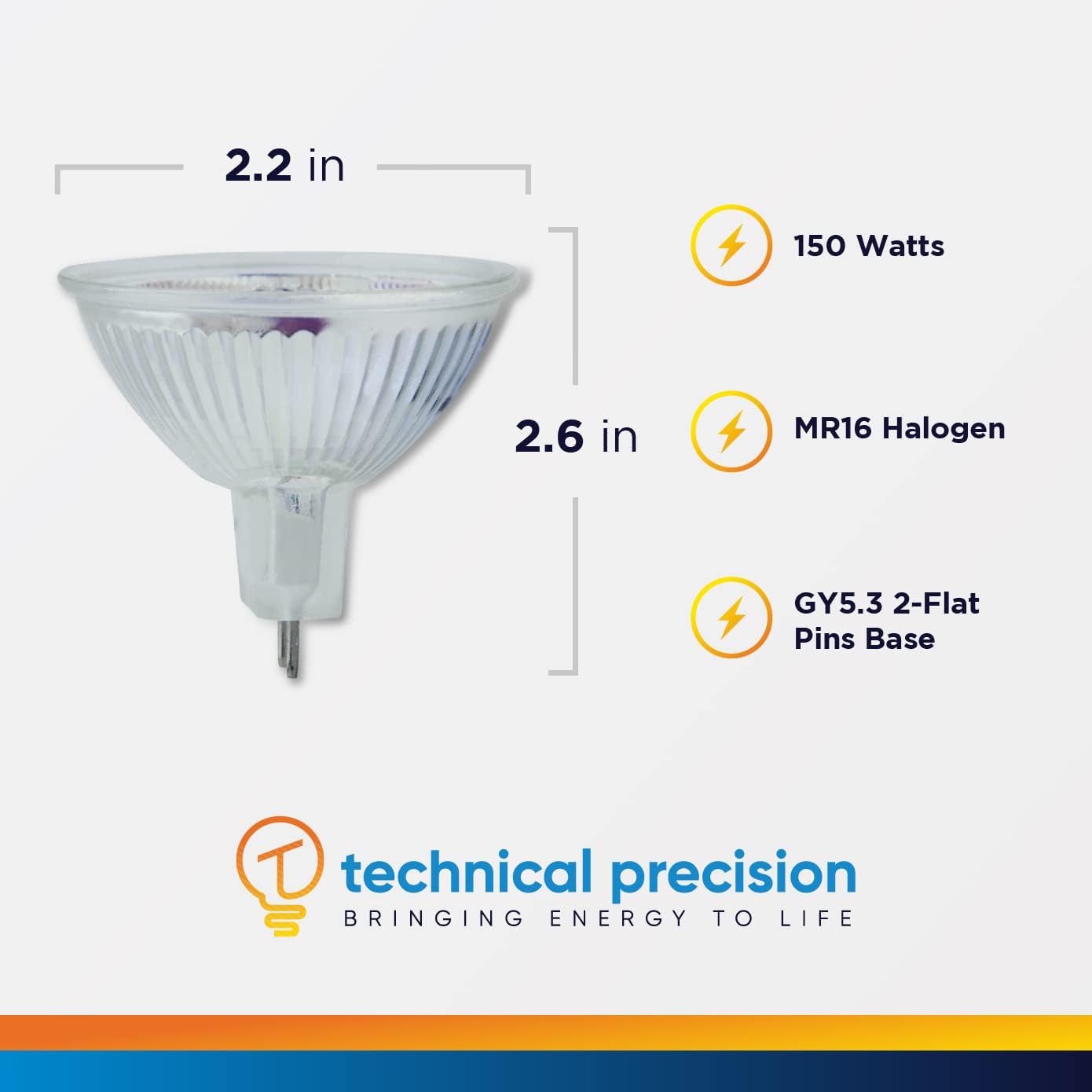 Technical Precision Bombilla halógena de repuesto Ushio Jcr120v-150w ESD 150W  Bombilla halógena de 120 V para proyectores  3350k GY5.3 base de 2