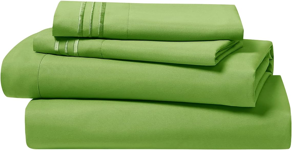 Clara Clark – Juego de sábanas de la serie 1800 Premier, 4 piezas, juego de cama, sábanas con mucha caída, resiste arrugas, la decoloración y las