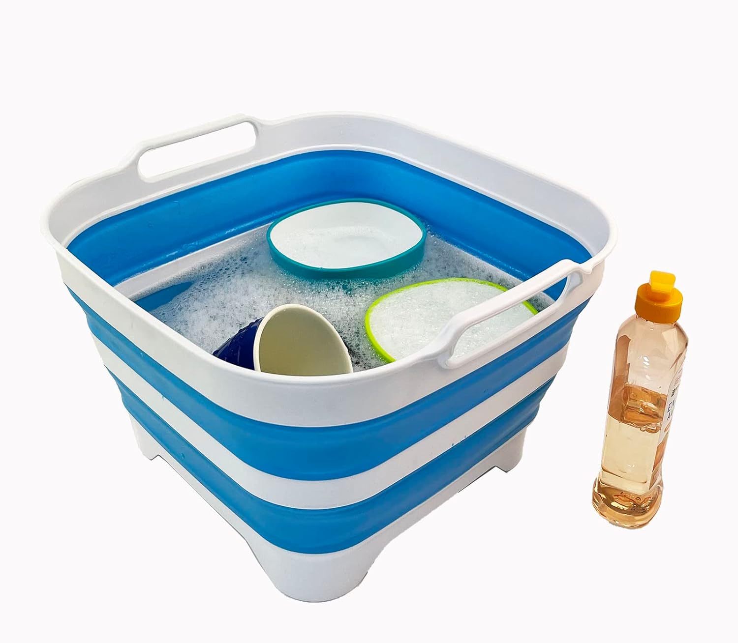 SAMMART Sartén plegable de 10 L (2.64 galones) con tapón de drenaje, lavabo de lavado plegable, tina portátil para lavar platos, bandeja de