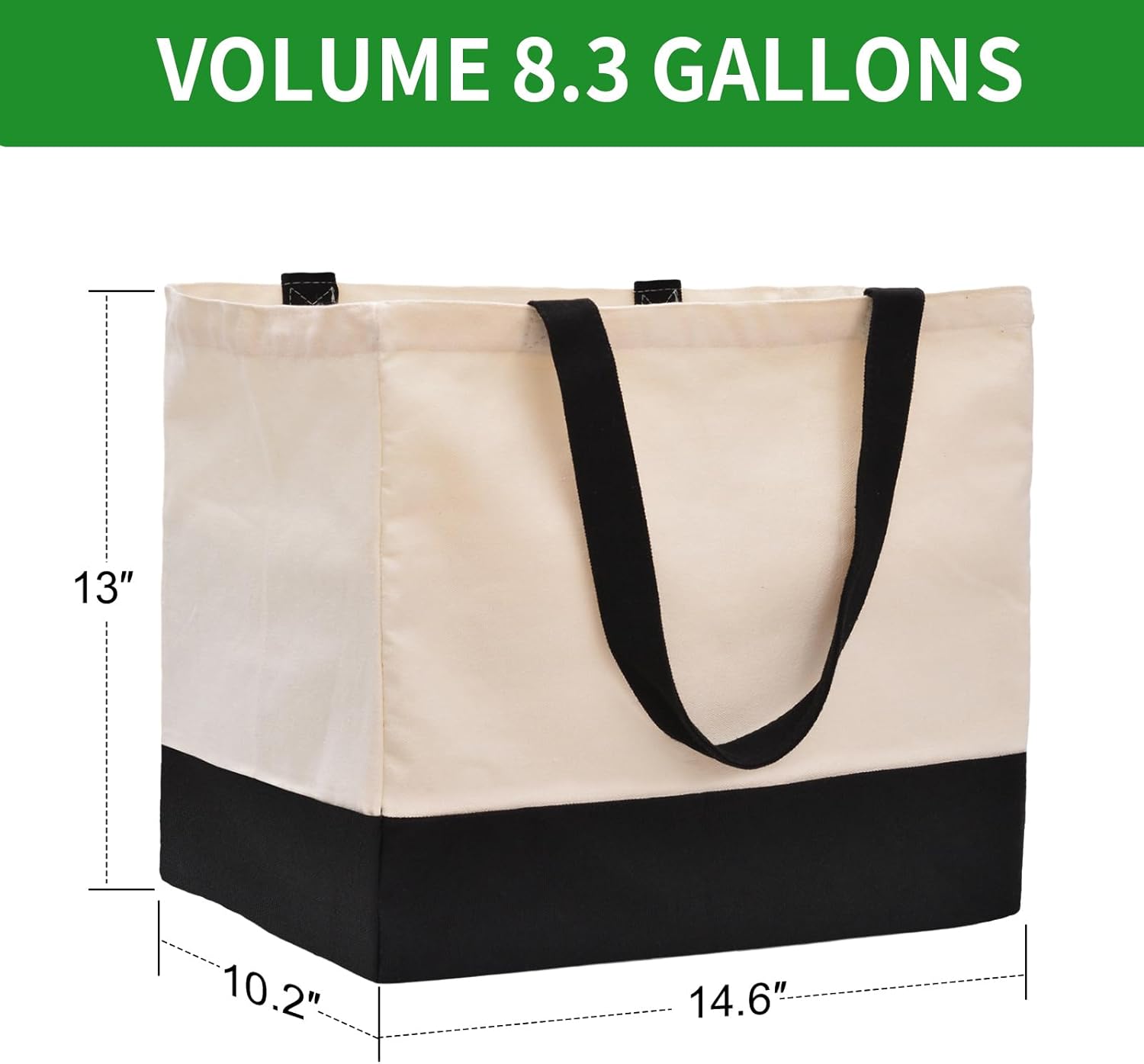 Bolsas de lona reutilizables para comestibles, resistentes, de 8.3 galones, plegable, grande, de lona con asas, capacidad para 60 libras, bolsas de