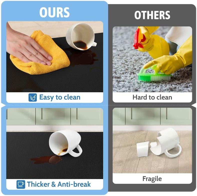 Tapete de cocina, 2 piezas, tapetes de cocina acolchados para piso, tapete antifatiga, juego de alfombras de cocina, tapete antideslizante para